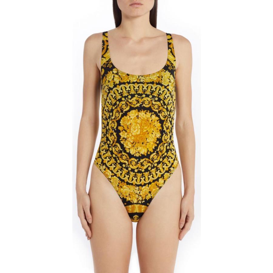 祝開店 大放出セール開催中 Versace ヴェルサーチ レディース Black Gold Swimsuit One Piece Print Medallion 水着 ビーチウェア ワンピース ワンピース サイズ 1 Fitslike2us