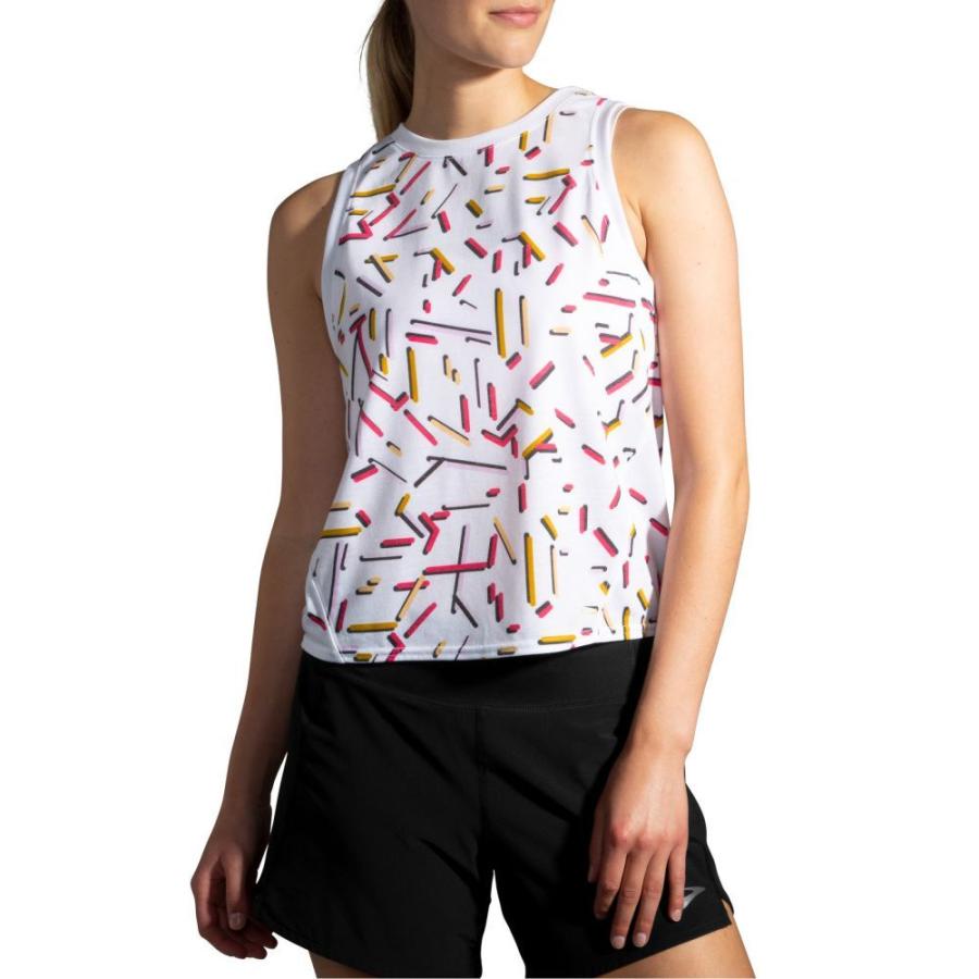 海外 安い ブルックス Brooks レディース タンクトップ トップス Distance Graphic Tank White Confetti 販売情報 Www Superavila Com