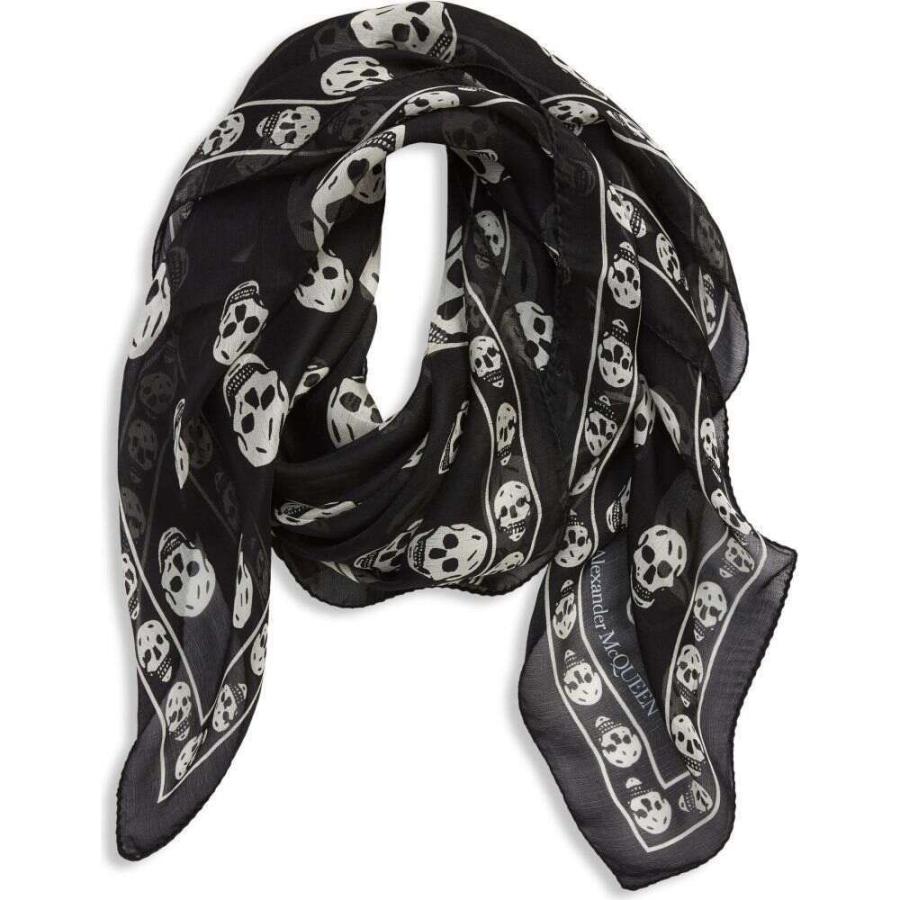 半額品 アレキサンダー マックイーン Alexander Mcqueen メンズ マフラー スカーフ ストール Skull Silk Scarf Black Ivory 楽天ランキング1位 Vinylspotnyc Com
