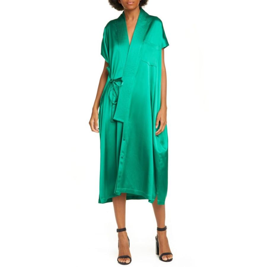 バレンシアガ Balenciaga レディース ワンピース ラップドレス ミドル丈 ワンピース ドレス Judo Satin Wrap Midi Dress Emerald Www Unipymes Com