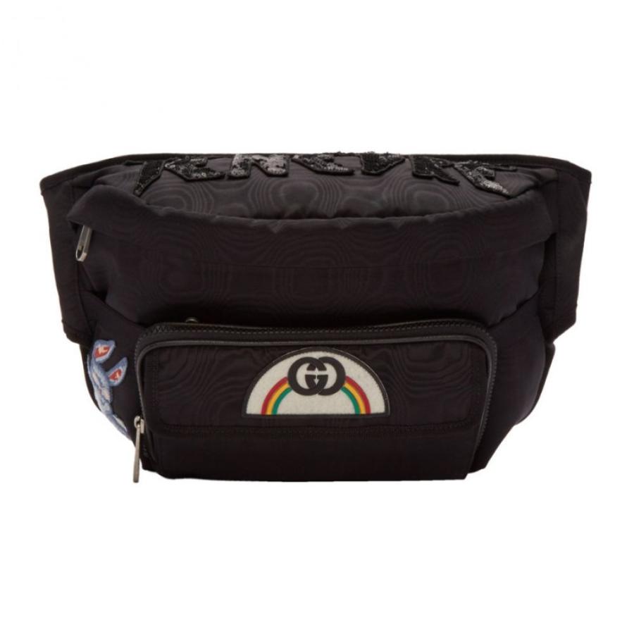 グッチ Gucci メンズ ボディバッグ ウエストポーチ バッグ Black Tenebre Logo Patch Belt Bag Supersport Tn