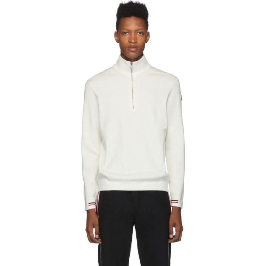 モンクレール Moncler メンズ ニット セーター トップス White Maglione Lupetto Zip Up Sweater Khabarbani Com