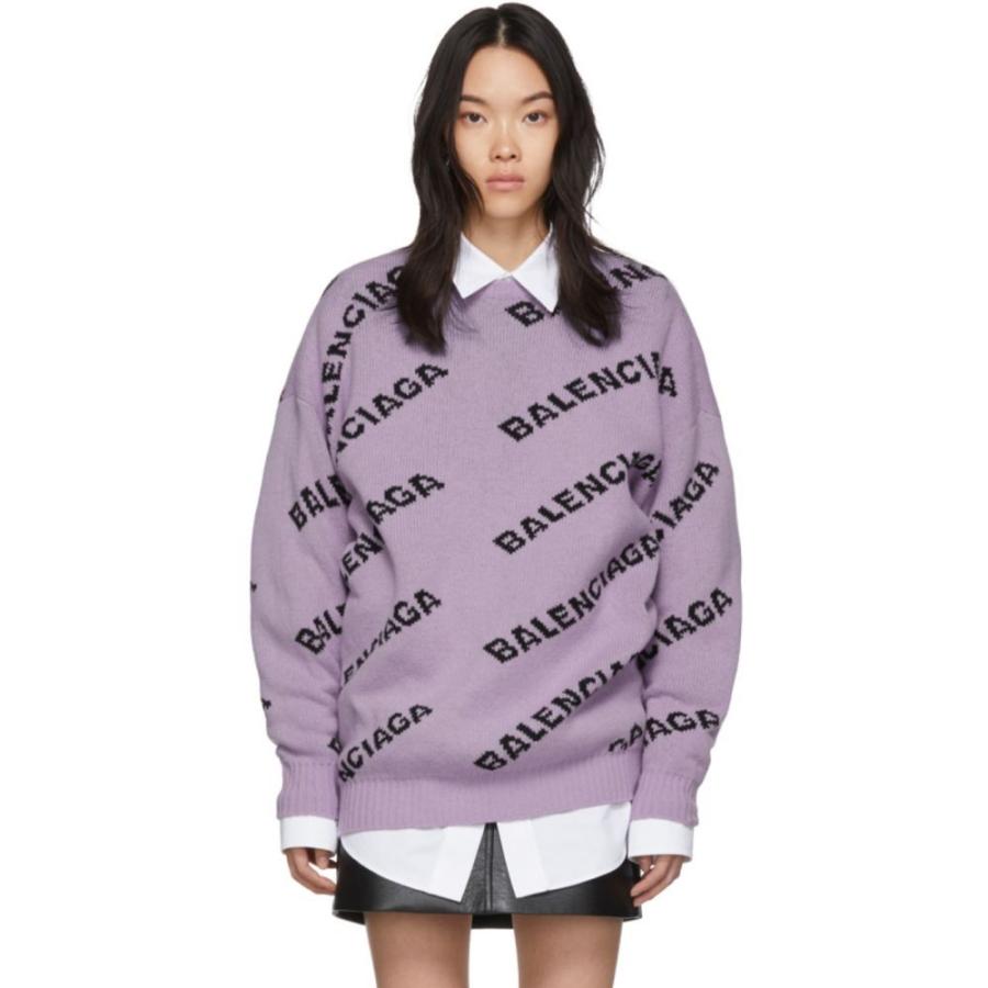 バレンシアガ Balenciaga レディース ニット セーター トップス Purple All Over Logo Sweater Lilac Black Fakfakkab Go Id