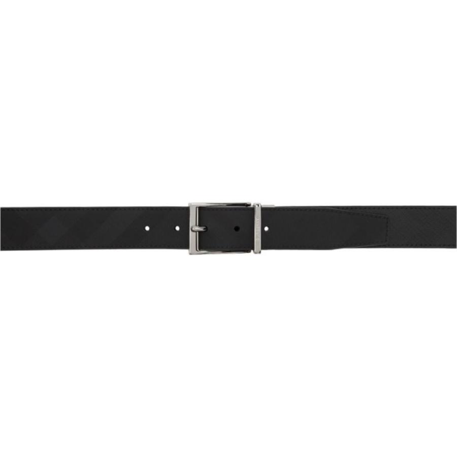 バーバリー Burberry メンズ ベルト Reversible Black Grey London Check Belt Dark Charcoal Khabarbani Com