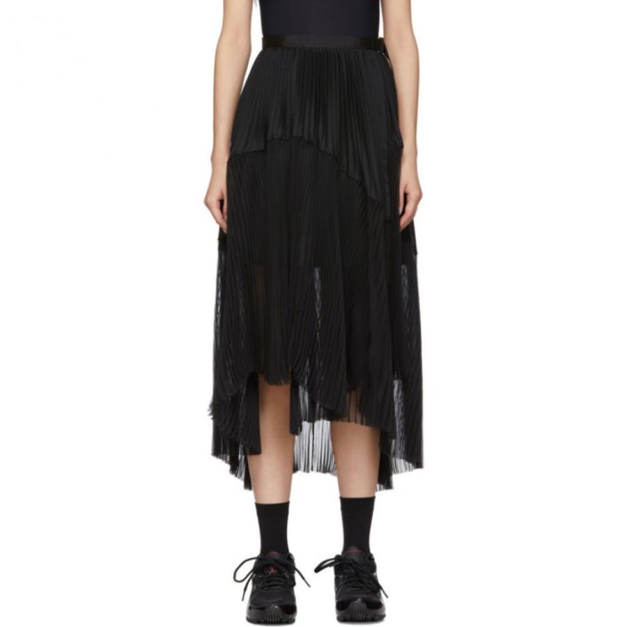 サカイ Sacai レディース ひざ丈スカート ラップスカート スカート Black Pleated Wrap Skirt Black Prettyfunnyballoons Com