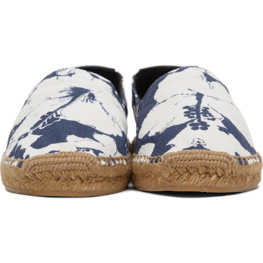 正規品販売 Saint Laurent White Blue Espadrilles Print Hibiscus Blue White シューズ 靴 エスパドリーユ メンズ Laurent Saint サンローラン イヴ メンズ エスパドリーユ サンローラン イヴ シューズ