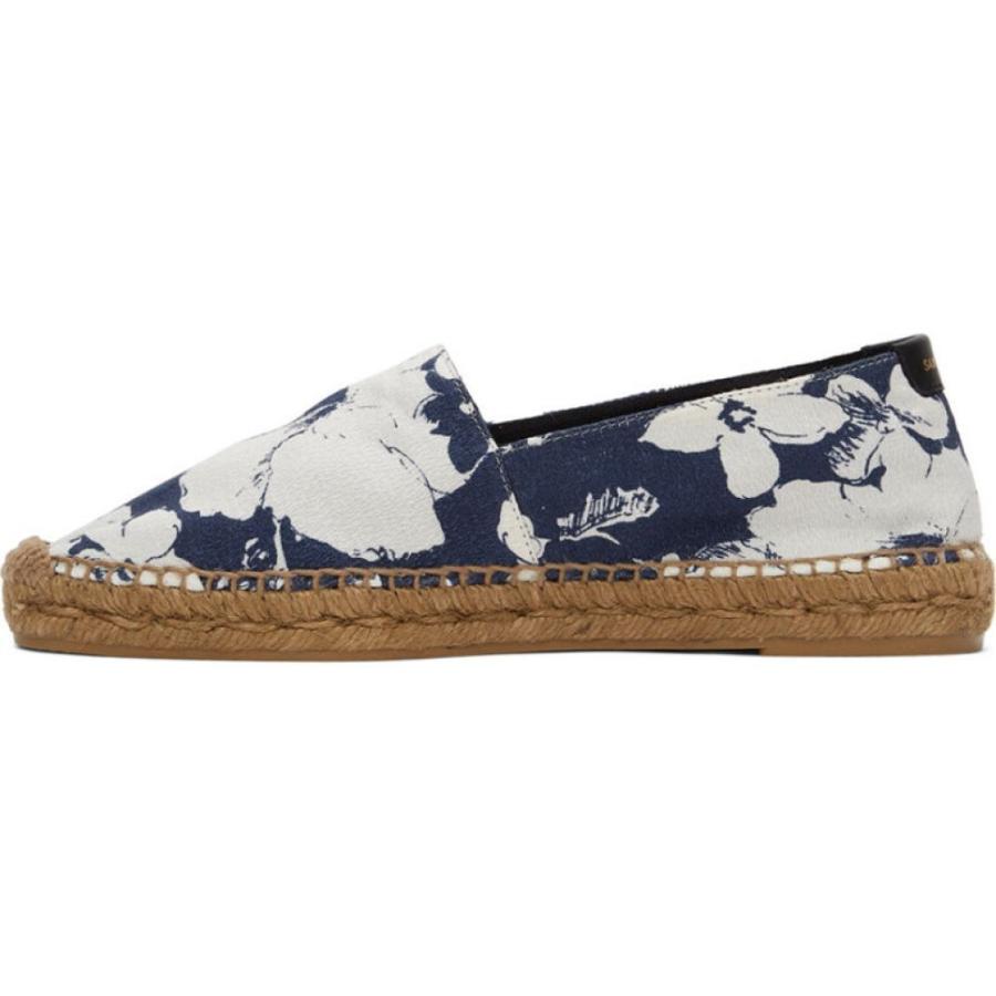 正規品販売 Saint Laurent White Blue Espadrilles Print Hibiscus Blue White シューズ 靴 エスパドリーユ メンズ Laurent Saint サンローラン イヴ メンズ エスパドリーユ サンローラン イヴ シューズ