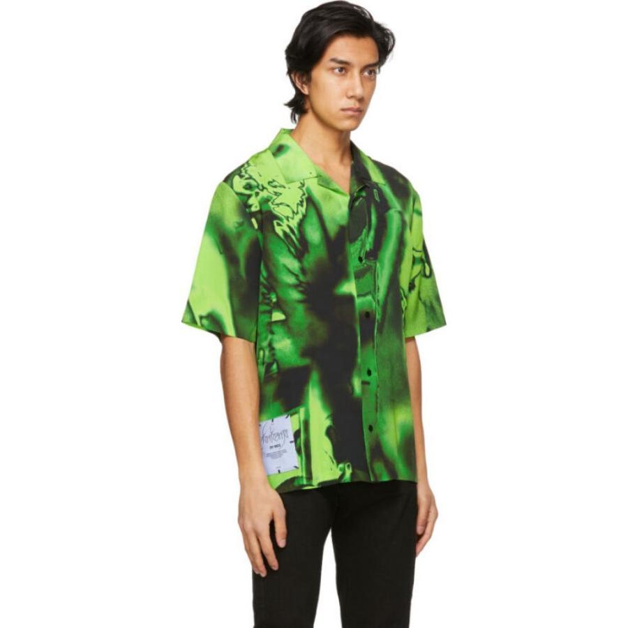 マックイーン MCQ メンズ 半袖シャツ トップス Black & Green Silk Rave Short Sleeve Shirt Black & Slime green｜ef-3｜02
