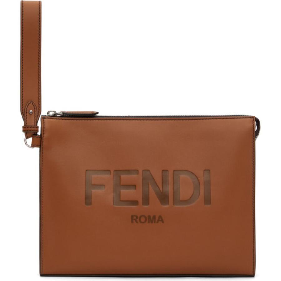 種類豊富な品揃え Brown バッグ クラッチバッグ メンズ Fendi フェンディ バッグ メンズ クラッチバッグ フェンディ Fendi Logo Brown Pouch Flat バッグ Albinofoundation Org