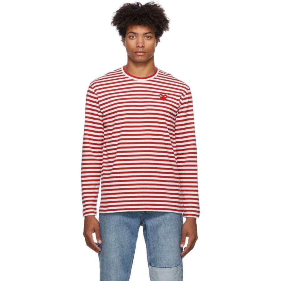 速くおよび自由な Long Striped トップス 長袖Tシャツ メンズ Play Garcons des Comme ギャルソン デ コム Sleeve Red/White T-Shirt 長袖