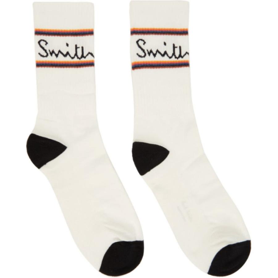 最安挑戦 インナー 下着 ソックス メンズ Smith Paul ポールスミス インナー 下着 メンズ ソックス ポールスミス Smith Paul Four Pack White Socks Stripe Logo White 靴下
