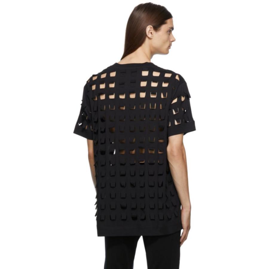 ジバンシー Givenchy メンズ Tシャツ トップス Black Oversized Perforated Jersey Crest T-Shirt Black｜ef-3｜03