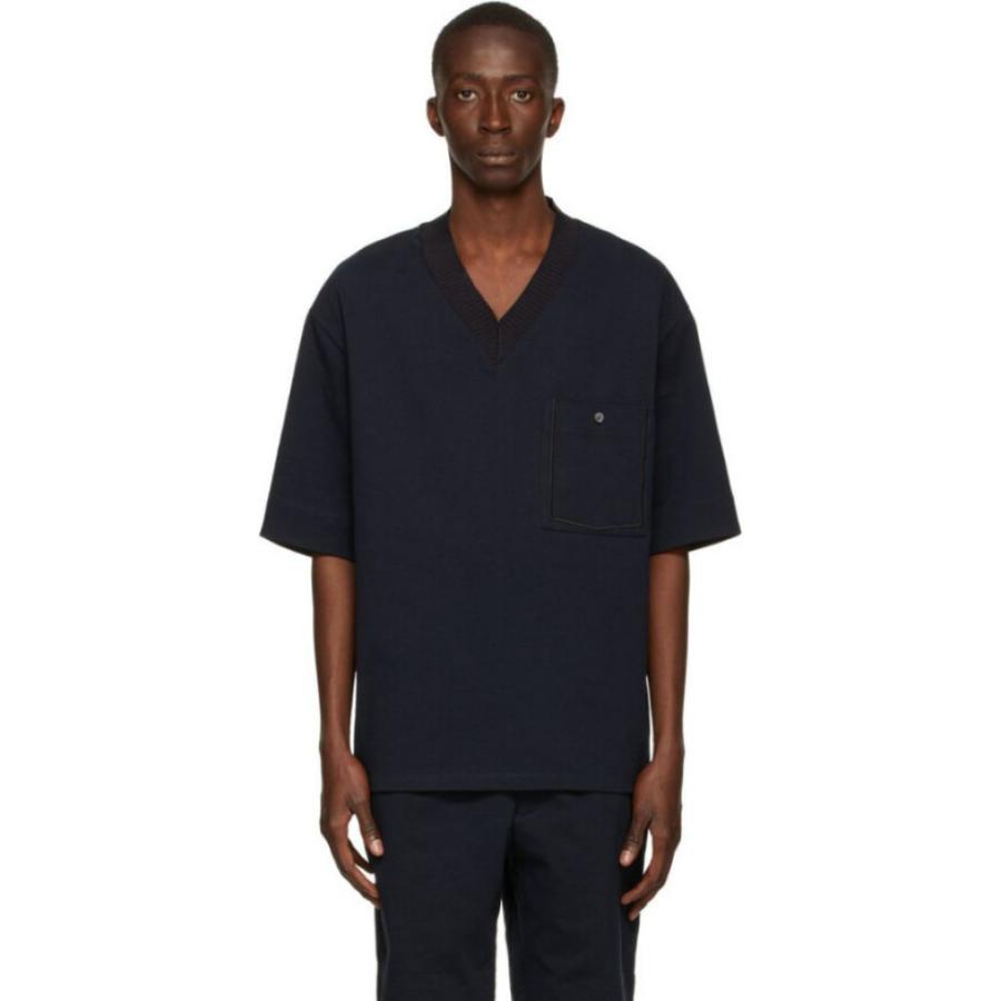 激安人気新品 3 1 Phillip Lim スリーワン フィリップ リム ニット セーター スリーワン フィリップ リム 3 1 Phillip Lim メンズ ニット セーター Vネック トップス Navy Knit V Neck T Shirt Midnight トップス