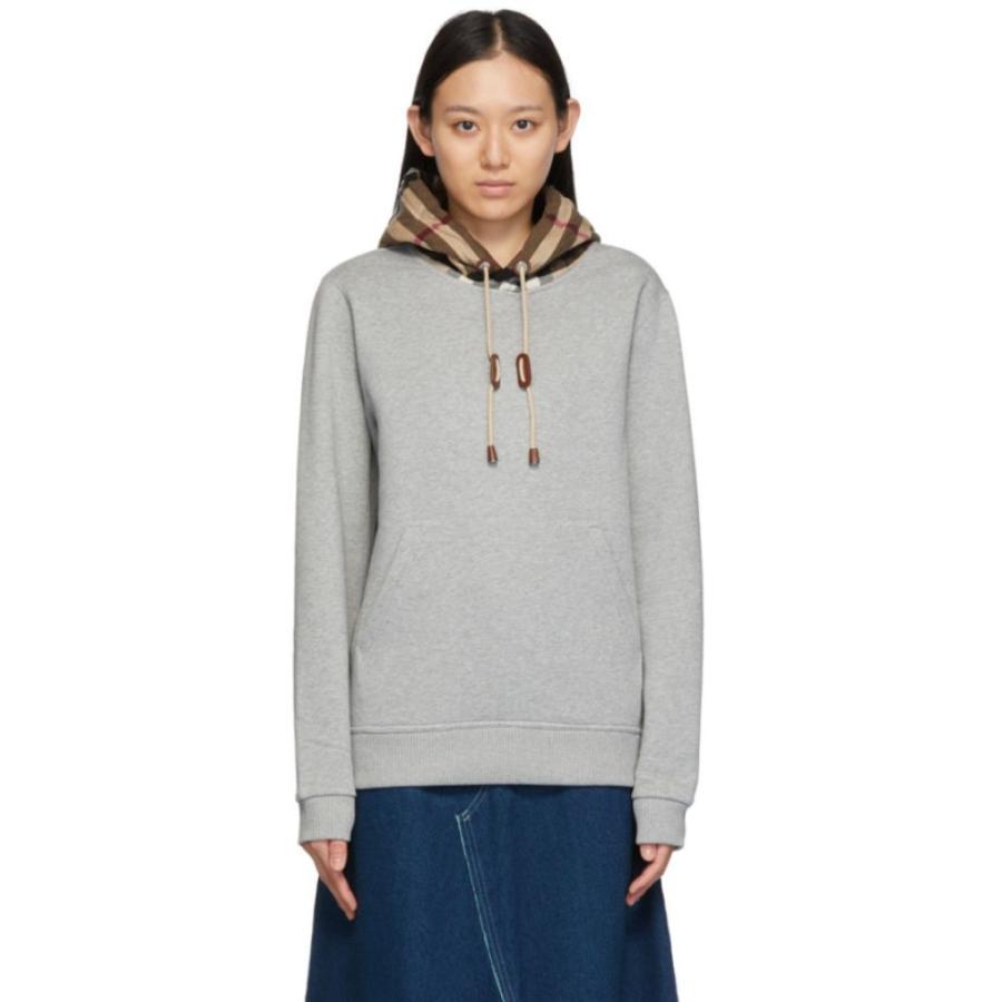 お歳暮 Burberry バーバリー Melange Grey Pale Hoodie Hood Check トップス パーカー レディース Burberry バーバリー トップス レディース パーカー トップス Denatours Com