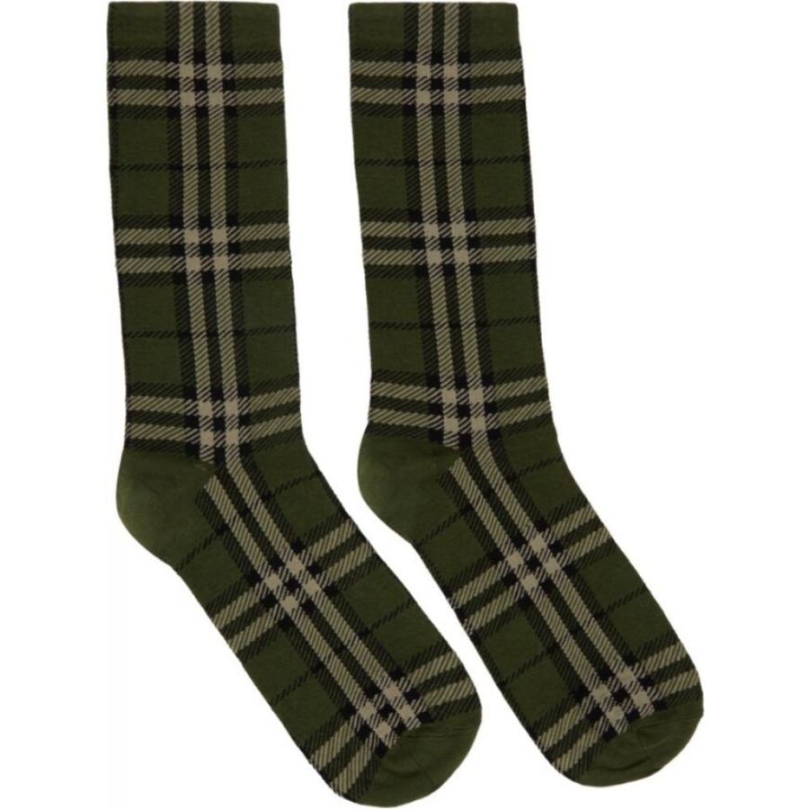 超安い バーバリー インナー 下着 メンズ ソックス バーバリー Burberry Burberry Green Military Socks High Check Intarsia Green インナー 下着 ソックス メンズ 靴下