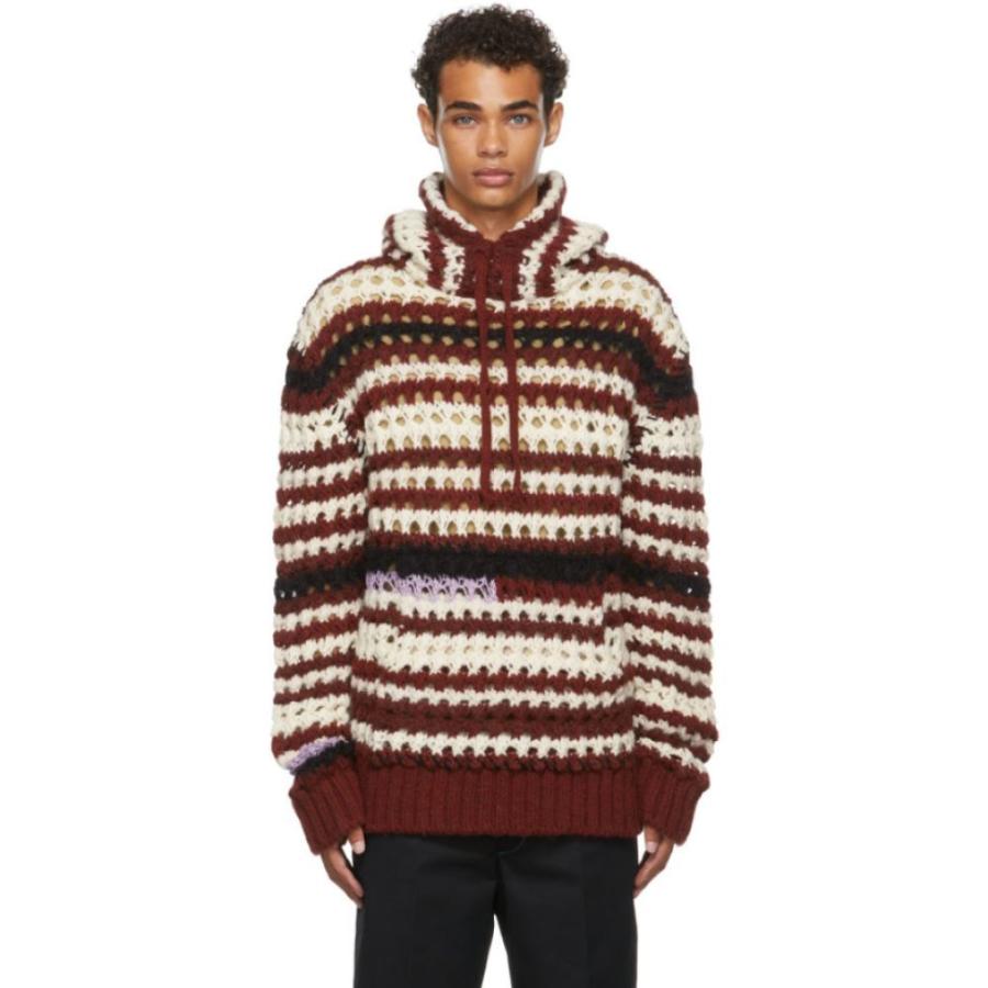 マルニ Marni メンズ パーカー Striped トップス Marni Wool Crochet Striped Hc m08 パーカー エフ Hoodie Red