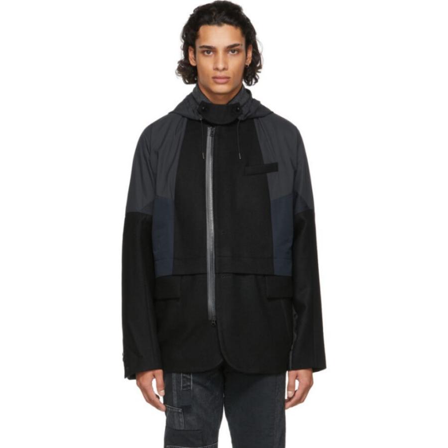 セール特価 Sacai サカイ アウター メンズ ジャケット サカイ Sacai メンズ Black Jacket Wool Melton Navy Black アウター ジャケット ジャケット
