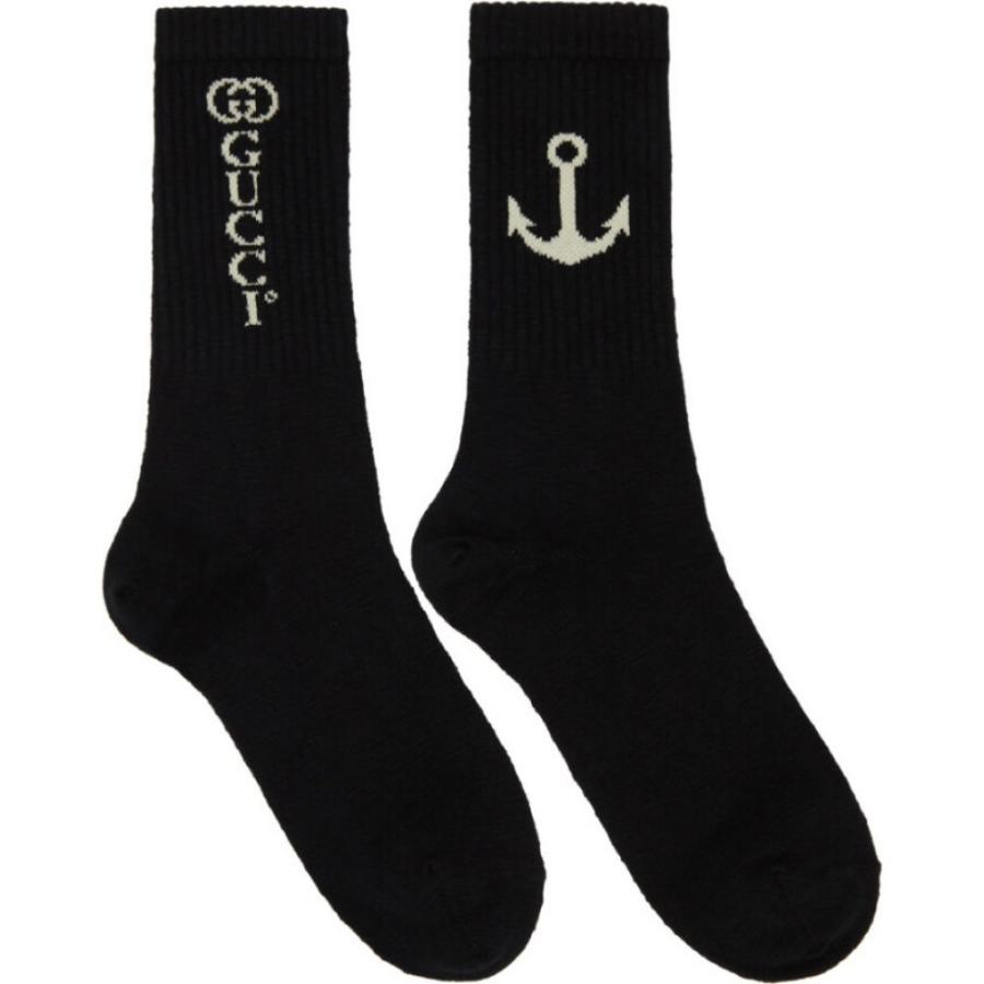 ネット限定 Gucci グッチ インナー 下着 メンズ ソックス グッチ Gucci メンズ Black Socks G Interlocking Anchor Black インナー 下着 ソックス 靴下 Affaires Sociales Gouv Cg