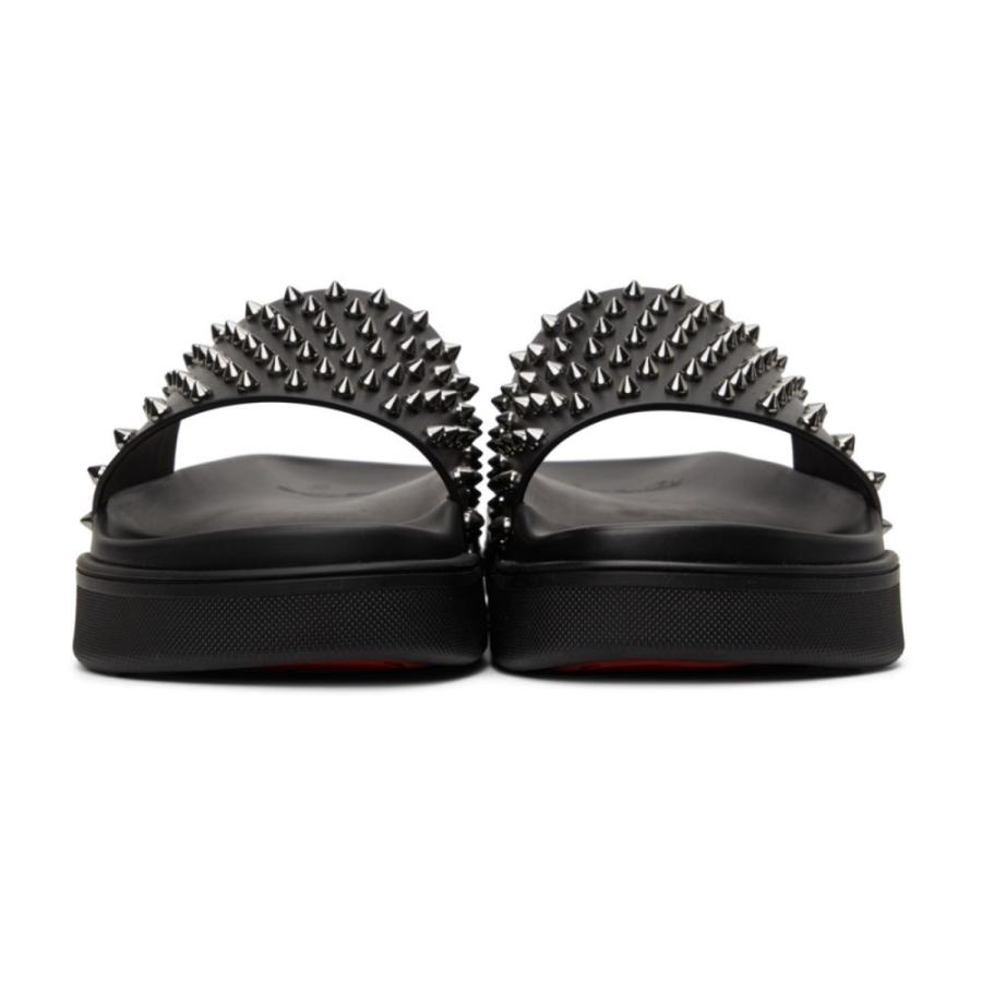 激安先着 Fun Pool Black シューズ 靴 フラット サンダル メンズ Louboutin Christian ルブタン クリスチャン メンズ サンダル ルブタン クリスチャン Louboutin Christian Flat Black Slides サンダル Icmcmasjid Org