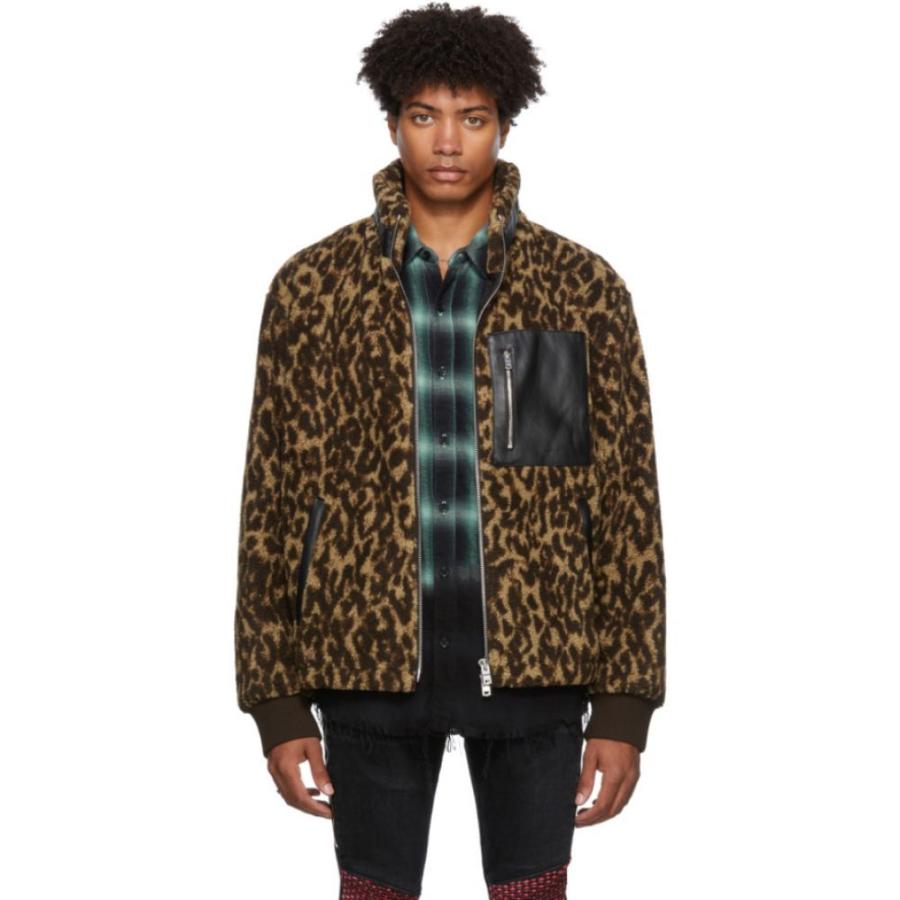 アミリ Amiri ファッション メンズ フリース トップス Polar Fleece ジャケット Printed Hc 2126m メンズ Leopard Brown Tan