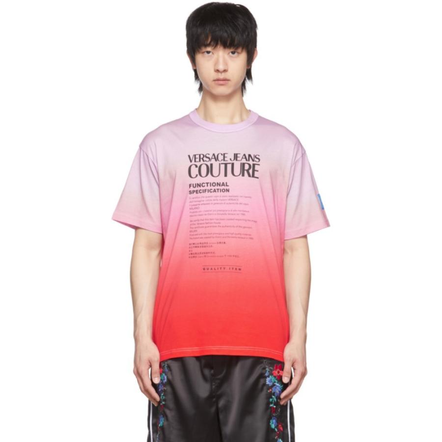 ヴェルサーチェ Versace Tシャツ カットソー メンズファッション Jeans Couture メンズ Tシャツ トップス ファッション Purple T Shirt Pink Orange フェルマート Fermart Hc 2212m Ef Cotton エフ 公式正規販売店