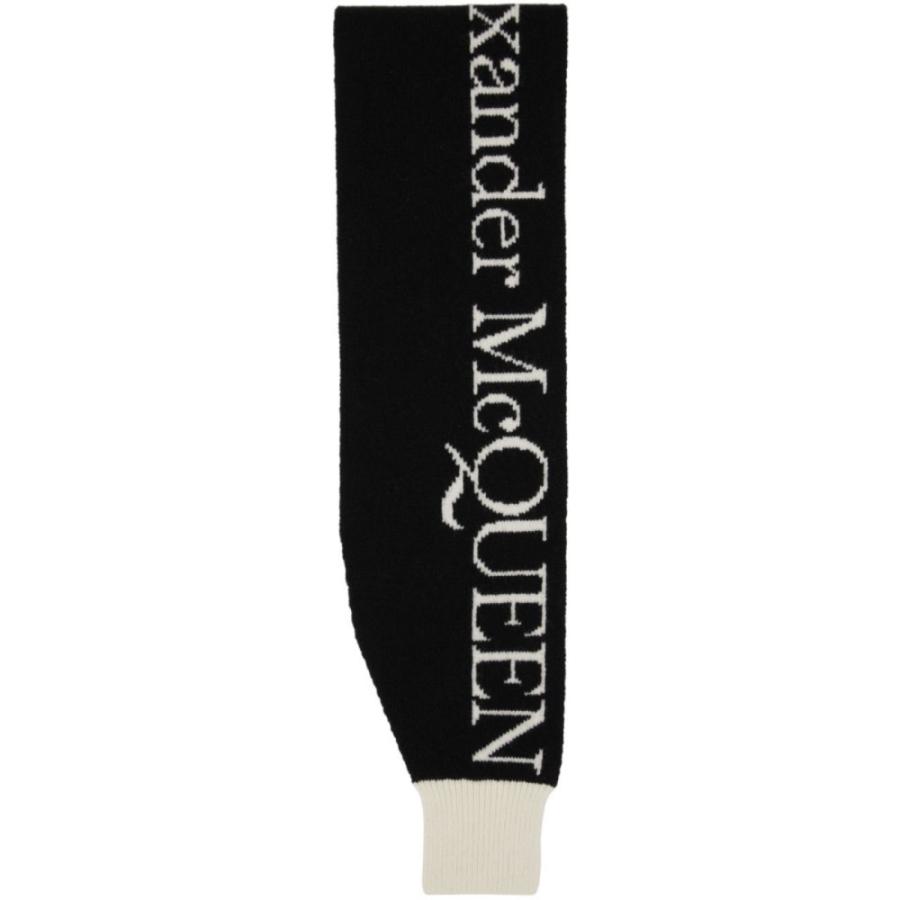 【送料込】 レディース McQueen Alexander マックイーン アレキサンダー マフラー・スカーフ・ストール Black/Ivory Scarf Logo Sleeve White & Black スカーフ