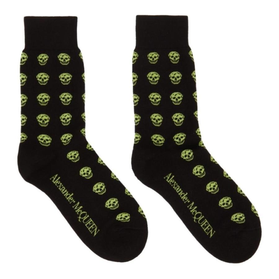 春夏新色 アレキサンダー マックイーン Alexander Mcqueen メンズ ソックス インナー 下着 Black Green Skull Socks Black Lime 即納特典付き Turningheadskennel Com
