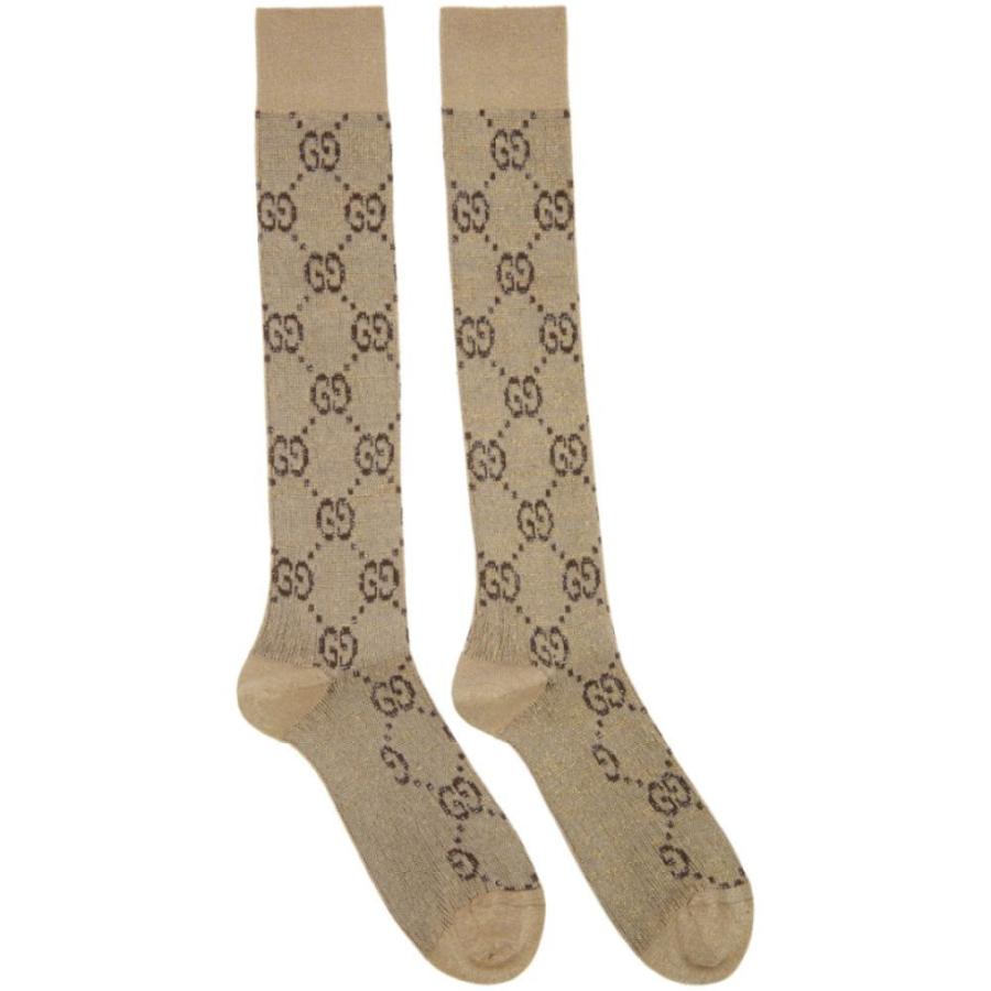 グッチ Gucci レディース ソックス インナー 下着 Beige Lame Gg Socks Shell もらって嬉しい出産祝い