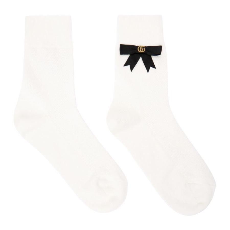 グッチ Gucci レディース ソックス インナー 下着 White White White Cotton Blend Gg 下着 靴下 部屋着 White Hc f Bow Fermart エフ Socks フェルマート Ef 大特価 展示品