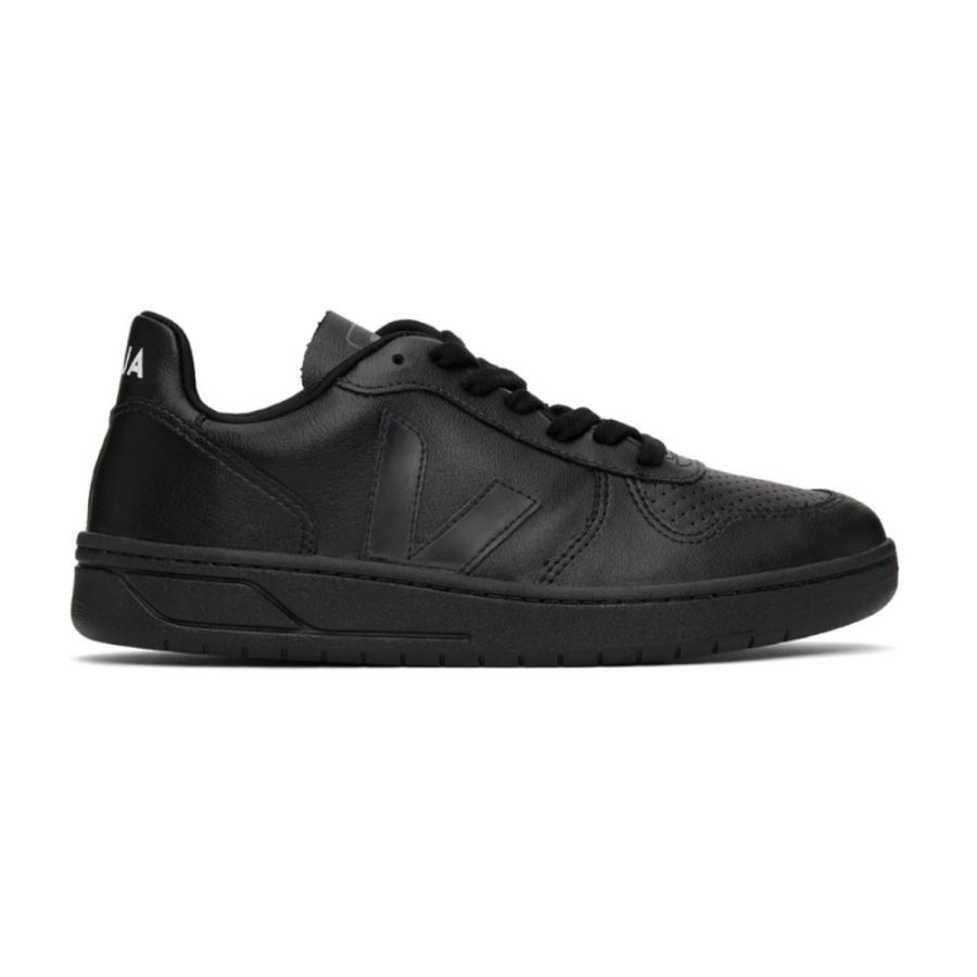 新作グッ Black シューズ・靴 スニーカー メンズ Veja ヴェジャ Faux-Leather Black Sneakers V-10 スニーカー