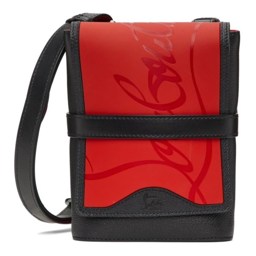大注目 バッグ メッセンジャーバッグ メンズ Louboutin Christian ルブタン クリスチャン ルブタン クリスチャン Louboutin Christian Black Loubi Black Bag Messenger Reporter Benech Red バッグ