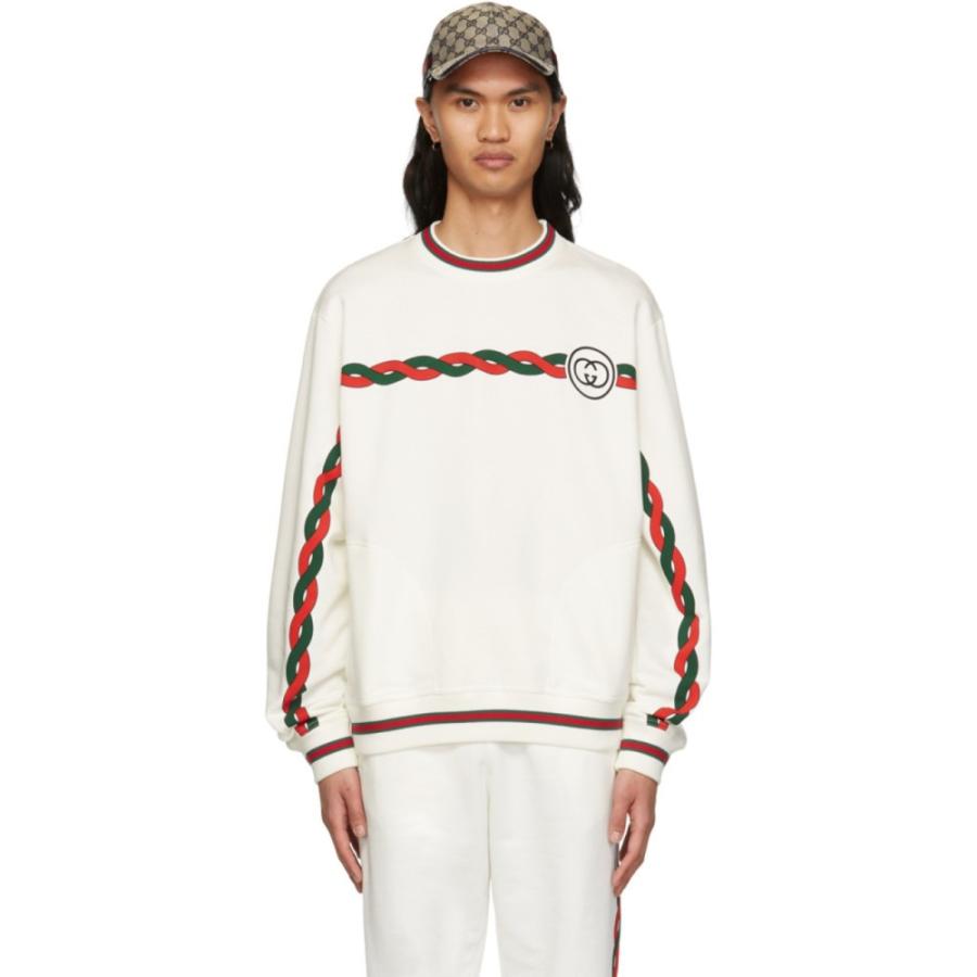 グッチ Gucci ファッション メンズ スウェット トレーナー Ivory Red Green トップス Off White Cotton Cotton Ivory Red Green フェルマート Hc m4001 Fermart Sweatshirt Ef エフ 高評価のクリスマスプレゼント
