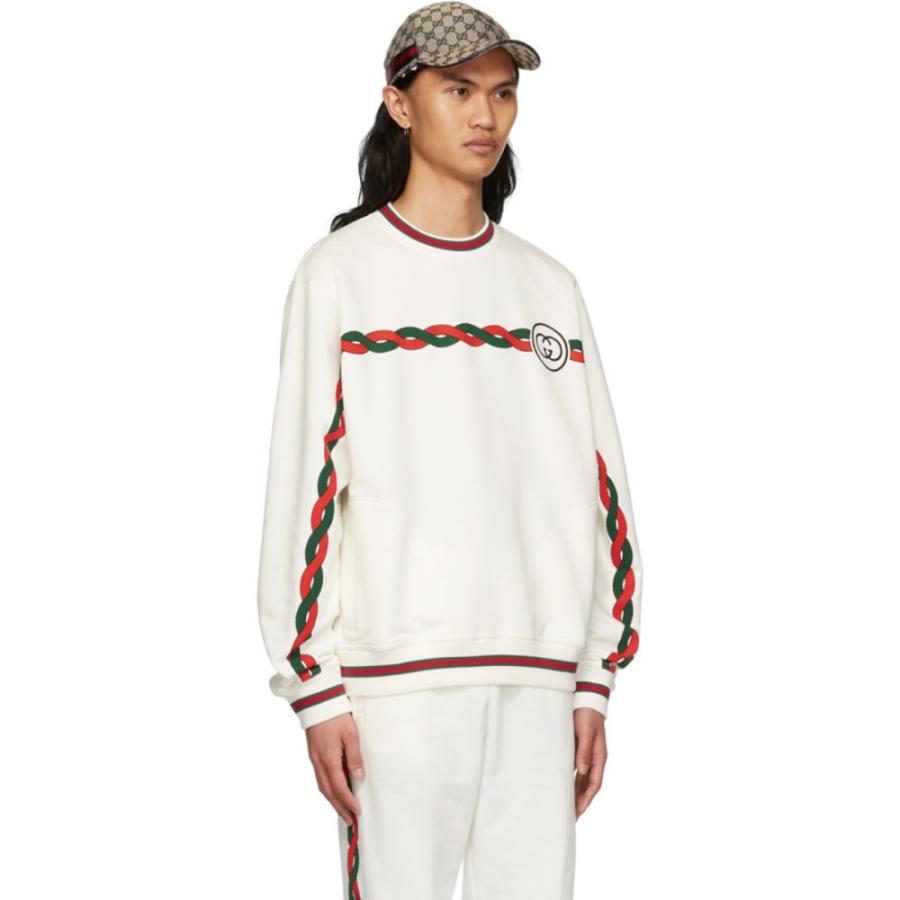 グッチ Gucci ファッション メンズ スウェット トレーナー Ivory Red Green トップス Off White Cotton Cotton Ivory Red Green フェルマート Hc m4001 Fermart Sweatshirt Ef エフ 高評価のクリスマスプレゼント