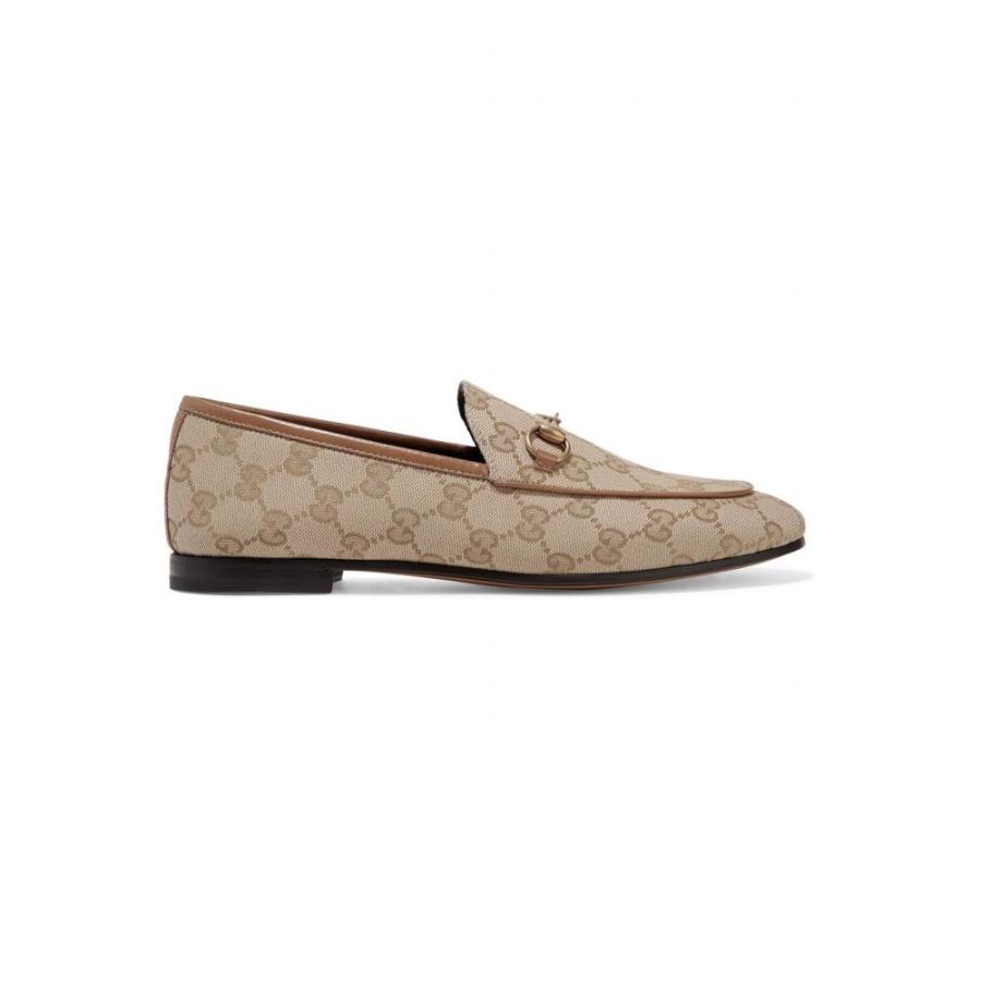 グッチ Gucci レディース ローファー オックスフォード シューズ 靴 Jordaan Horsebit Detailed Leather Trimmed Logo Printed Canvas Loafers Kisumupoly Ac Ke