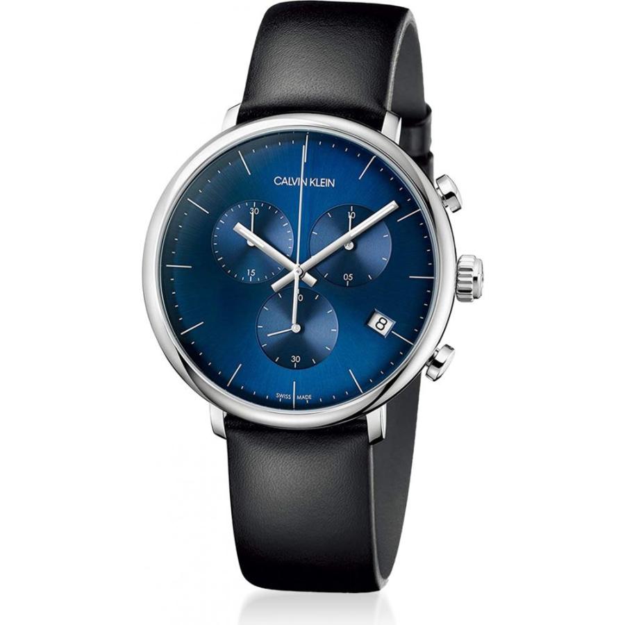 【使い勝手の良い】 腕時計 メンズ Collection Klein Calvin カルバンクライン クロノグラフ Blue Dial w/Blue Watch Chronograph Leather & Steel Stainless Noon High 腕時計