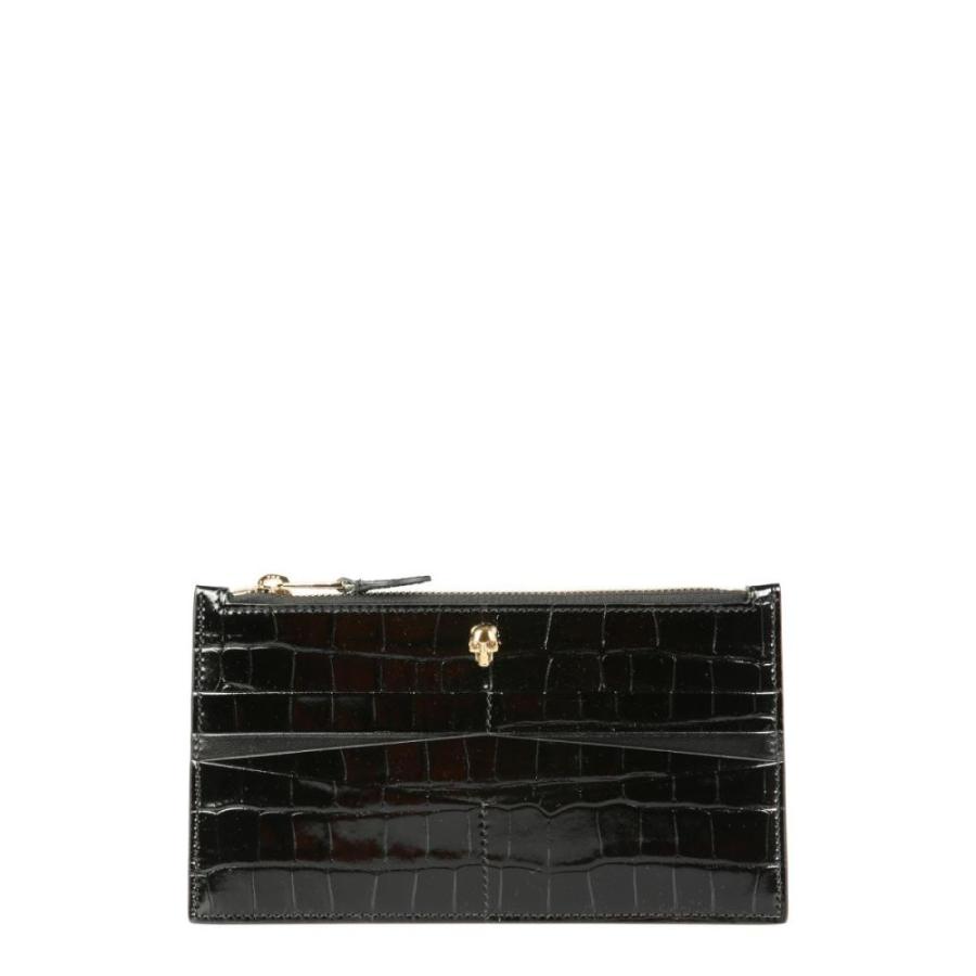 激安単価で アレキサンダー マックイーン Alexander Mcqueen レディース カードケース 名刺入れ Black Croco Embossed Leather Flat Credit Card Holder With Zip 100 の保証 Www Doctor Plan Com