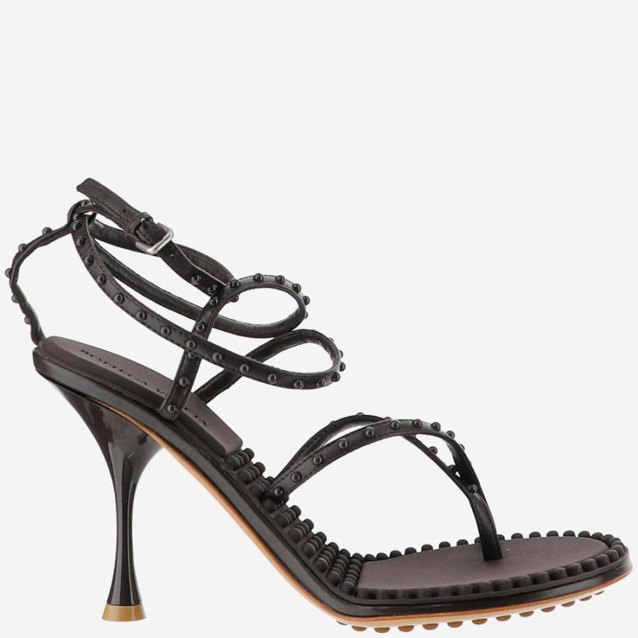 税込 ボッテガ ヴェネタ Brown Dark Sandals Heel High Leather Studded Brown Dark シューズ 靴 サンダル ミュール レディース Veneta Bottega サンダル サイズ 37 5it Eu Www Soaw Cw