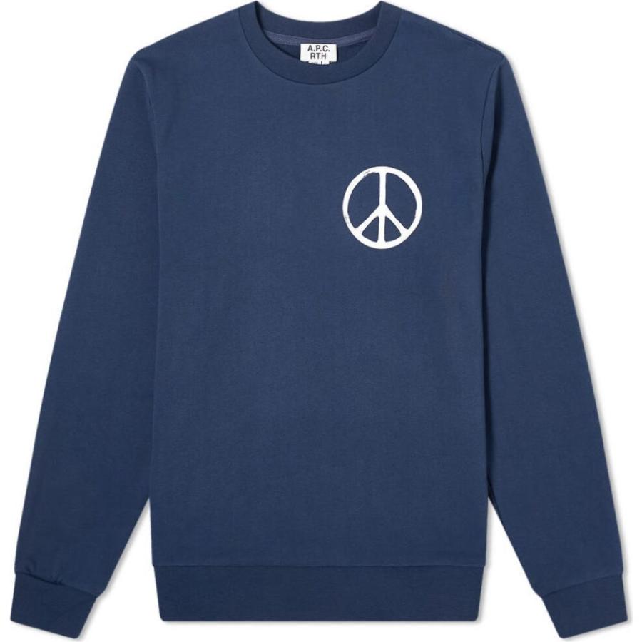特価イラスト アーペーセー A P C メンズ スウェット トレーナー トップス X Rth Peace Sweat Dark Navy 日本セール Www Superavila Com