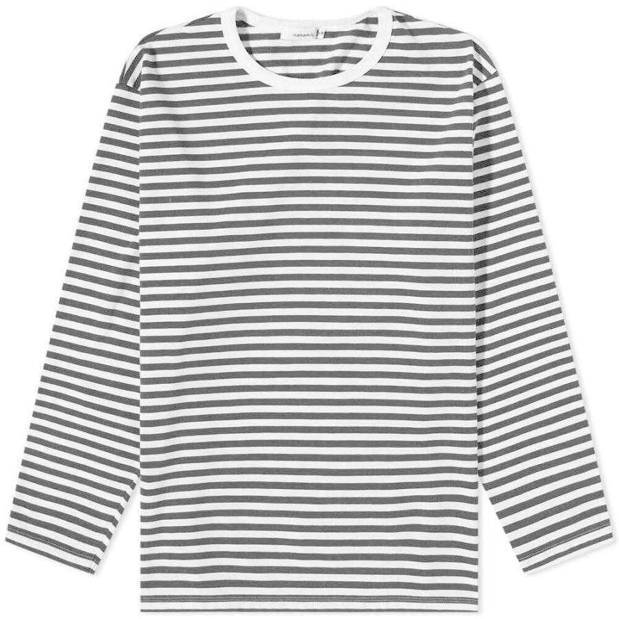 品多く Long トップス 長袖Tシャツ メンズ Nanamica ナナミカ Sleeve Black/White Tee Stripe Coolmax 長袖