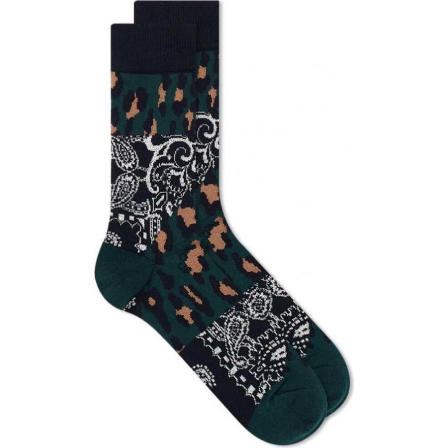 注目ブランド サカイ Sacai メンズ ソックス インナー 下着 Bandana Leopard Socks Black Green 残りわずか Atempletonphoto Com