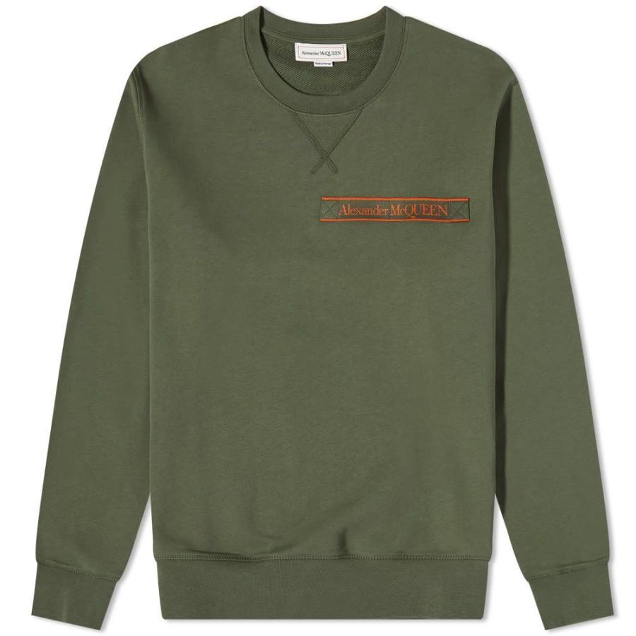 美品 Mcqueen Alexander マックイーン アレキサンダー マックイーン アレキサンダー Mcqueen Alexander メンズ Khaki Multi Sweat Crew Logo Taped トップス スウェット トレーナー トップス Smssvg Org