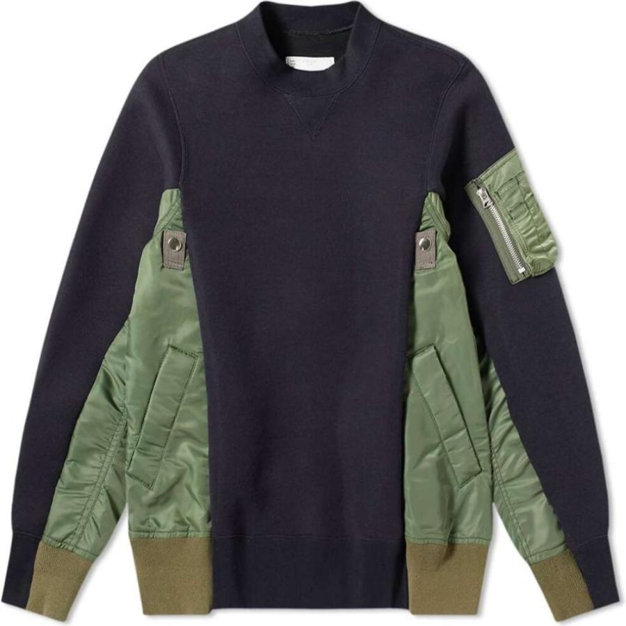 サカイ Sacai メンズ スウェット トレーナー トップス Ma 1 Crew Sweat Navy Khaki Gstudy Vn