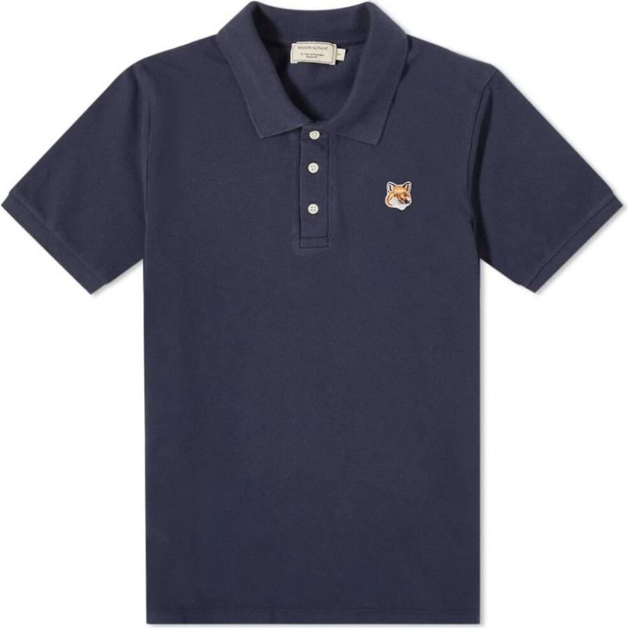 毎回完売 メゾン キツネ Maison Kitsune メンズ ポロシャツ トップス Fox Head Patch Classic Polo Navy 目玉商品 Yalaphone Com