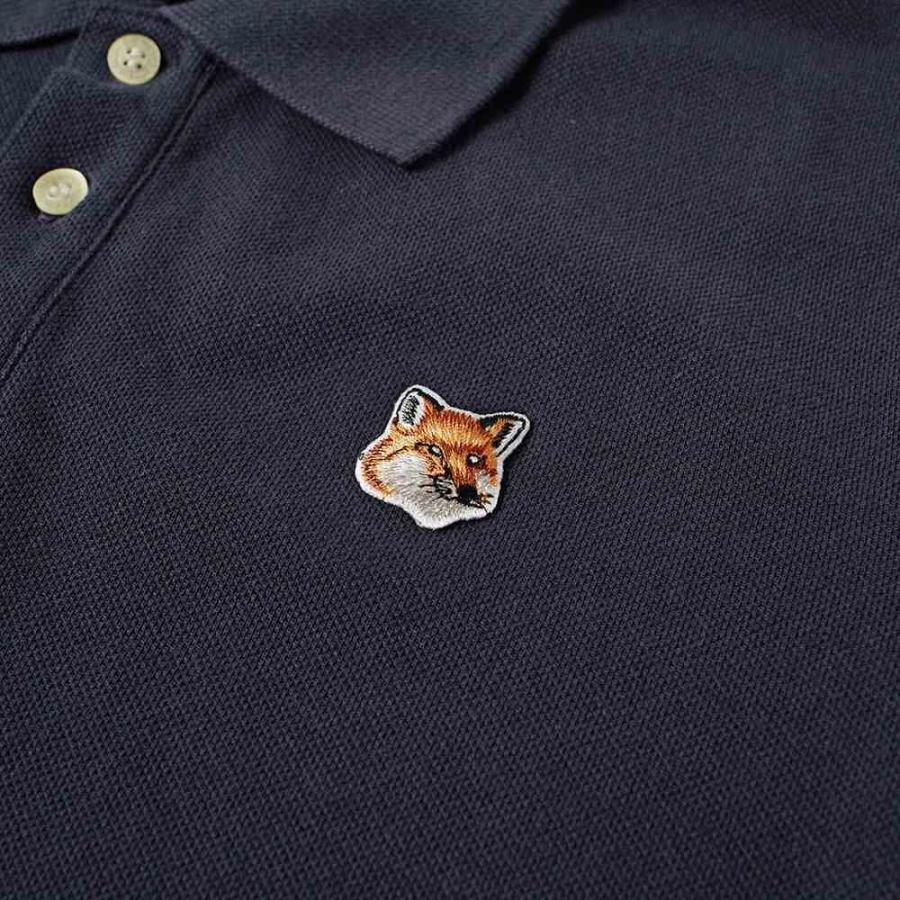 毎回完売 メゾン キツネ Maison Kitsune メンズ ポロシャツ トップス Fox Head Patch Classic Polo Navy 目玉商品 Yalaphone Com