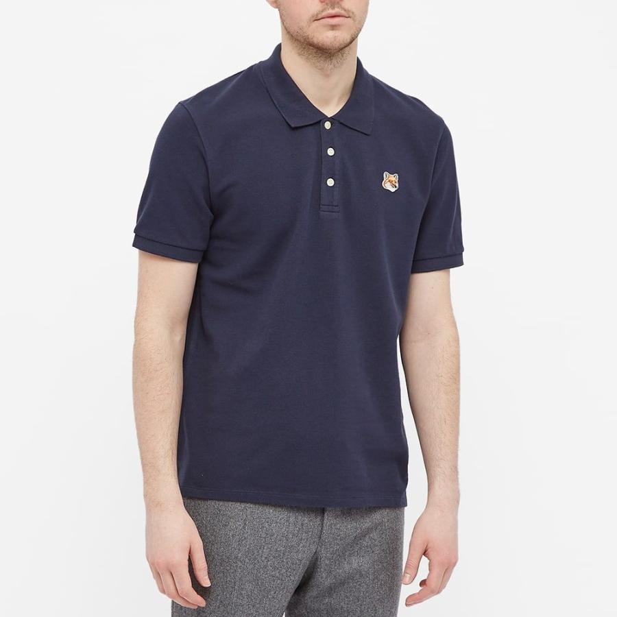 毎回完売 メゾン キツネ Maison Kitsune メンズ ポロシャツ トップス Fox Head Patch Classic Polo Navy 目玉商品 Yalaphone Com