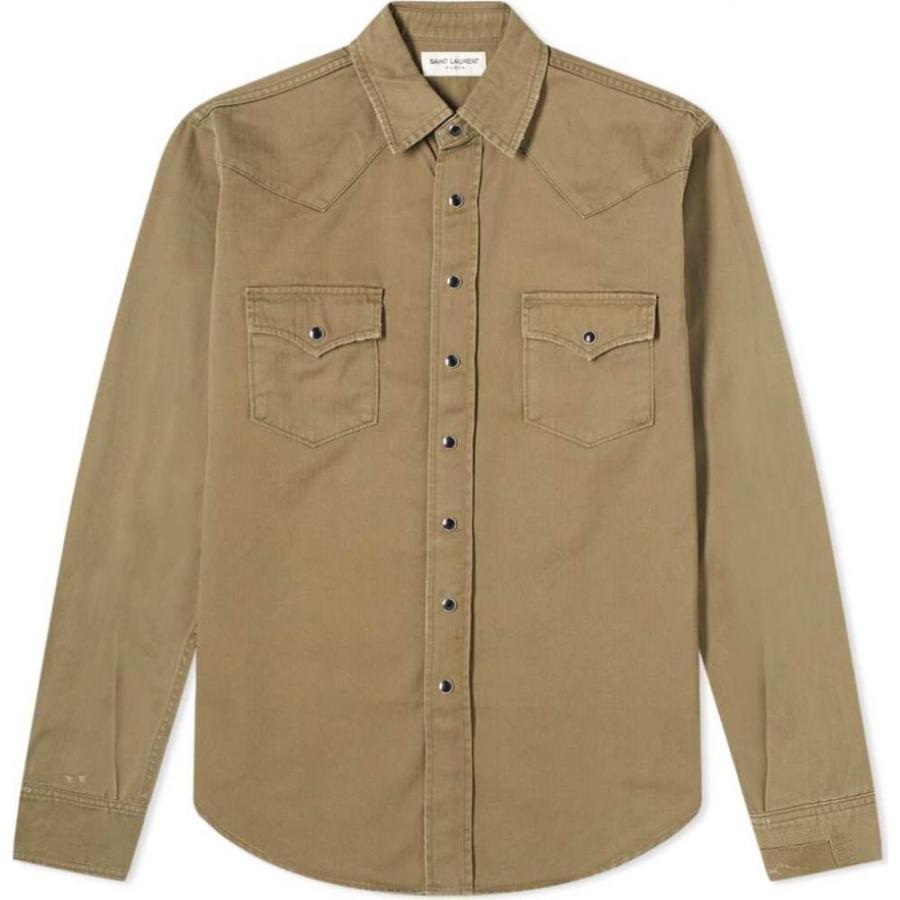 イヴ サンローラン Saint Laurent メンズ シャツ ウエスタンシャツ トップス Damaged Western Shirt Khaki Sc Ffdb8 フェルマート エフ Fermart Ef 通販 Yahoo ショッピング