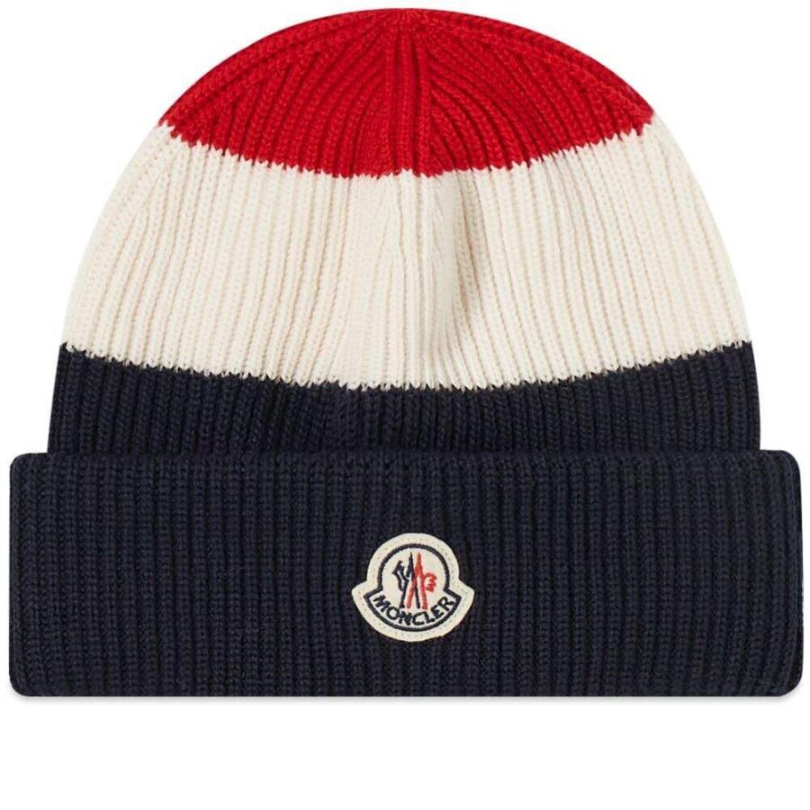 爆買い Moncler モンクレール Navy Red White Hat Bobble Tricolore 帽子 ニット メンズ Moncler モンクレール 帽子 メンズ ニット 帽子 Lncci La