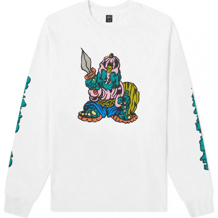 ファッションデザイナー メンズ 長袖tシャツ ブレインデッド Dead Brain トップス White Tee Barbarian Little Sleeve Long トップス 長袖tシャツ メンズ Dead Brain ブレインデッド Tシャツ カットソー