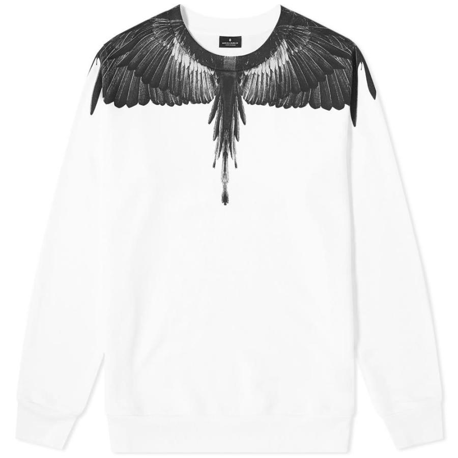 マルセロバーロン Marcelo Burlon メンズ スウェット トレーナー トップス Black Wings Crew Sweat White Mohmmadiyon Com