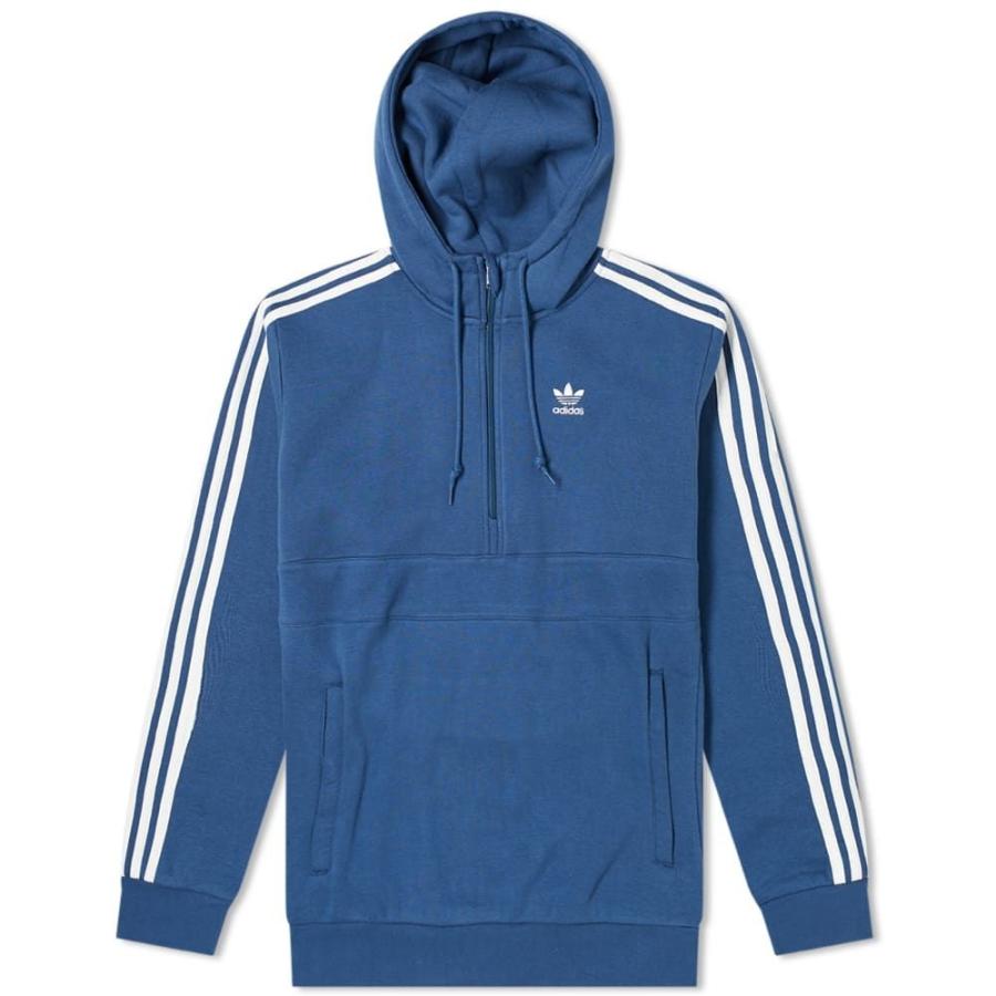 アディダス Adidas メンズ パーカー トップス 3 Stripe Half Zip Hoody Night Marine Mtest Com Au